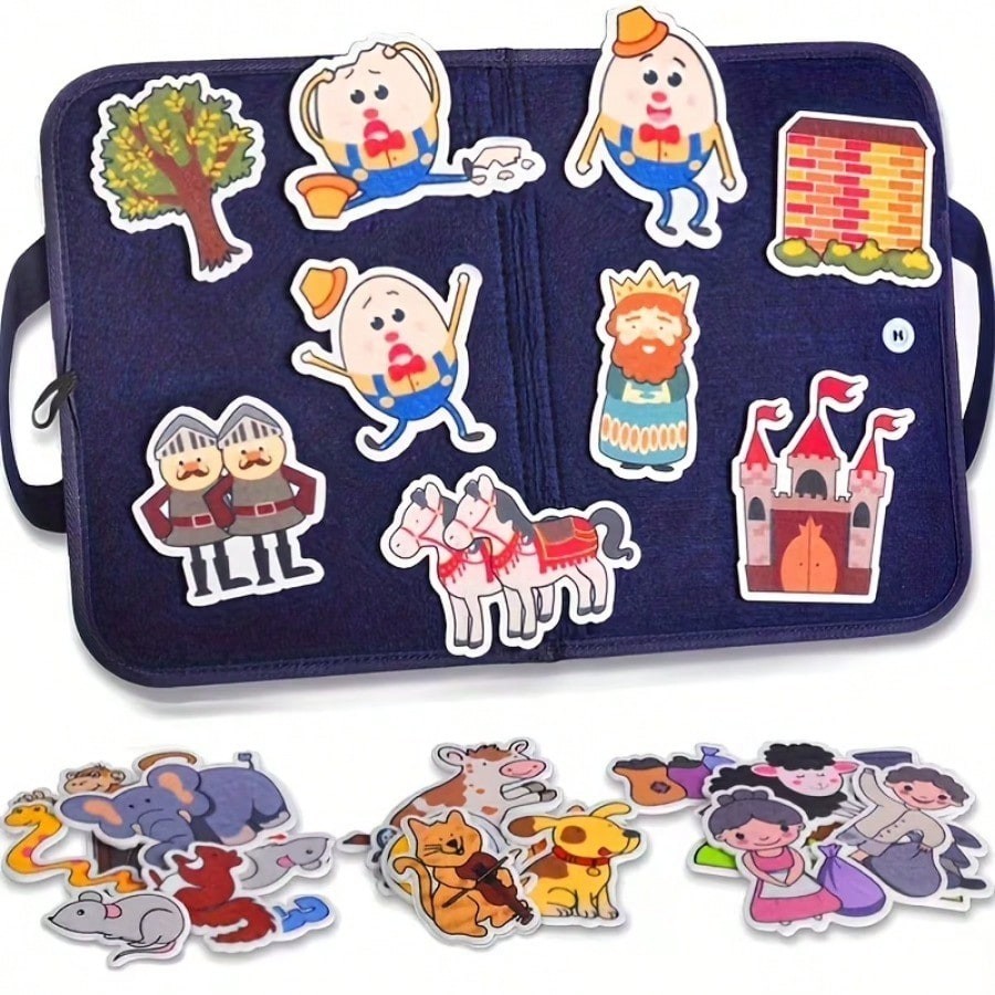 Cute Character Felt Story Board – Elephant Edition Portable Play Set for Childre