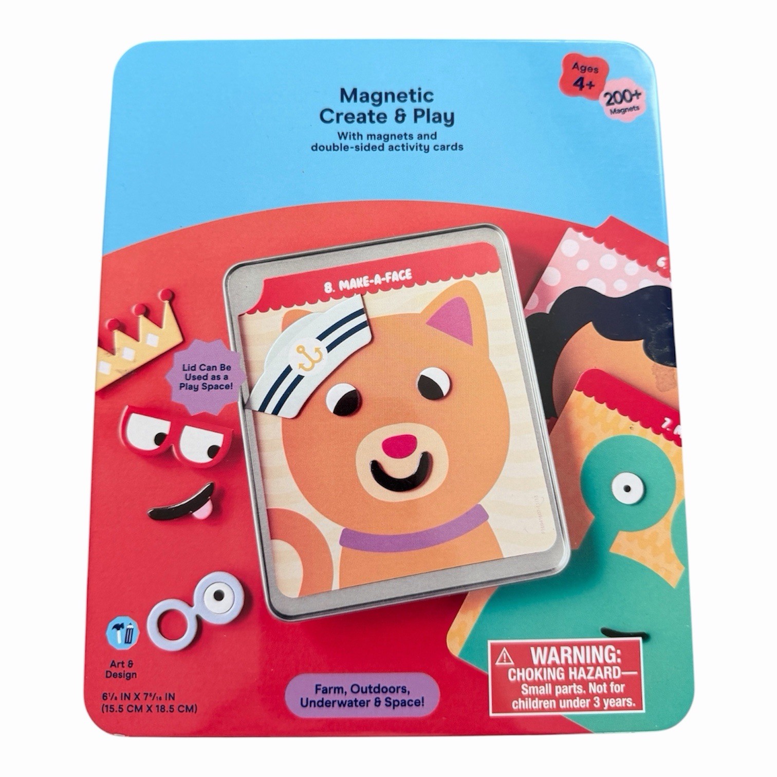 Gigglescape Magnetic Create & Play Set 200+ Magnets, Cards, Tin Case