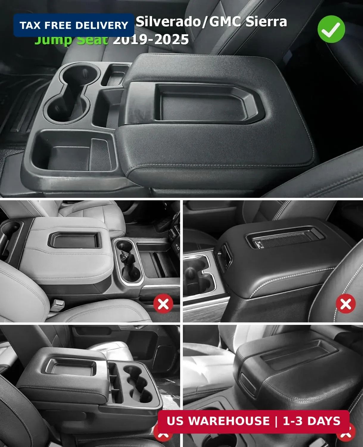Center Console Armrest Cover for 2026 Chevy Silverado & GMC Sierra 2019 2