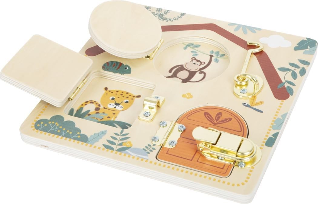 small foot Lock Motor Activity Board Safari, wooden toy with various latches, fo