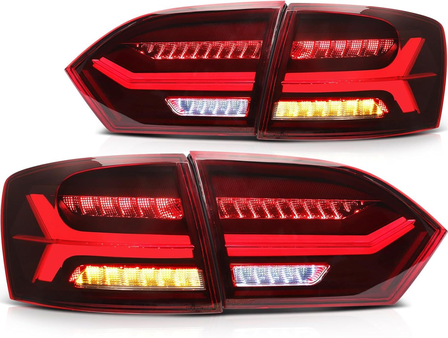 cciyu Taillight Assembly Replacement For Volkswagen For Jetta 2011-2014 Red