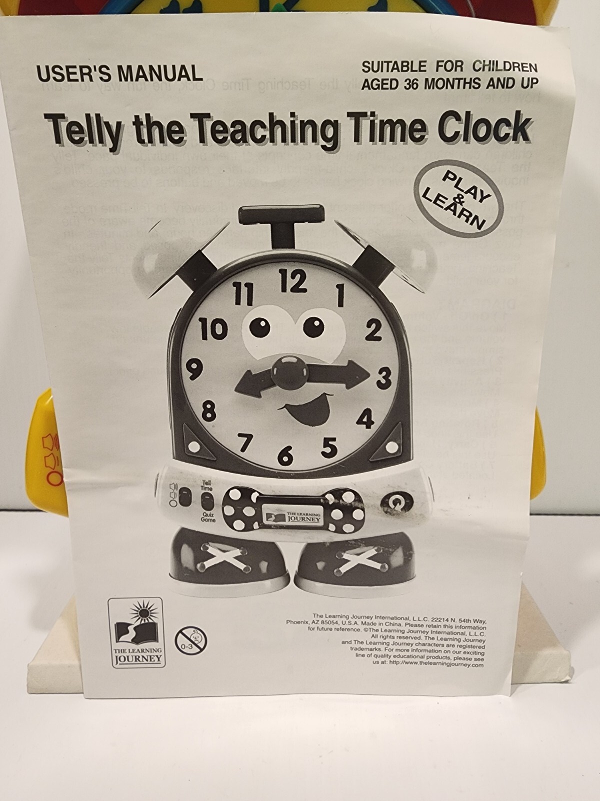 Vintage The Learning Journey Telly the Teaching Time Clock FUN! NOS in Box