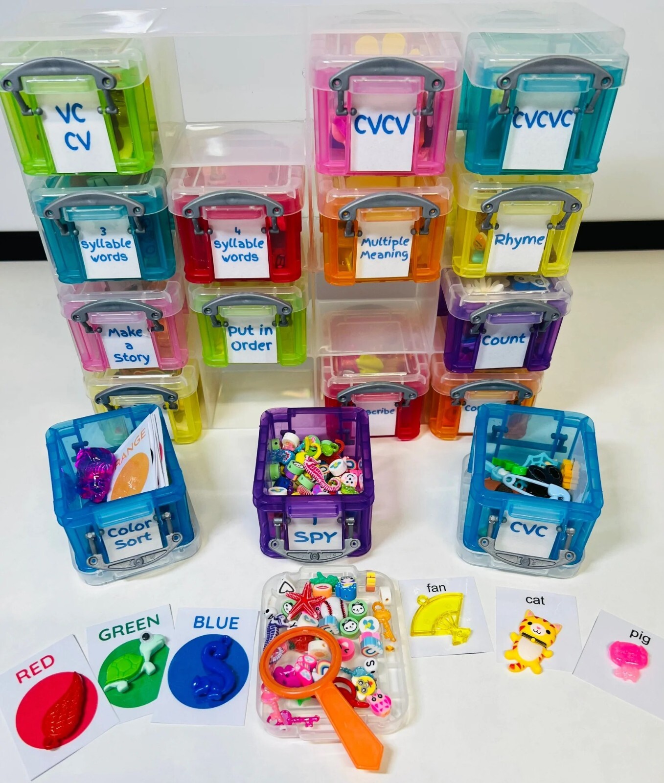 Speech and Language Therapy Activities Mini Objects Set Trinkets in Organizer