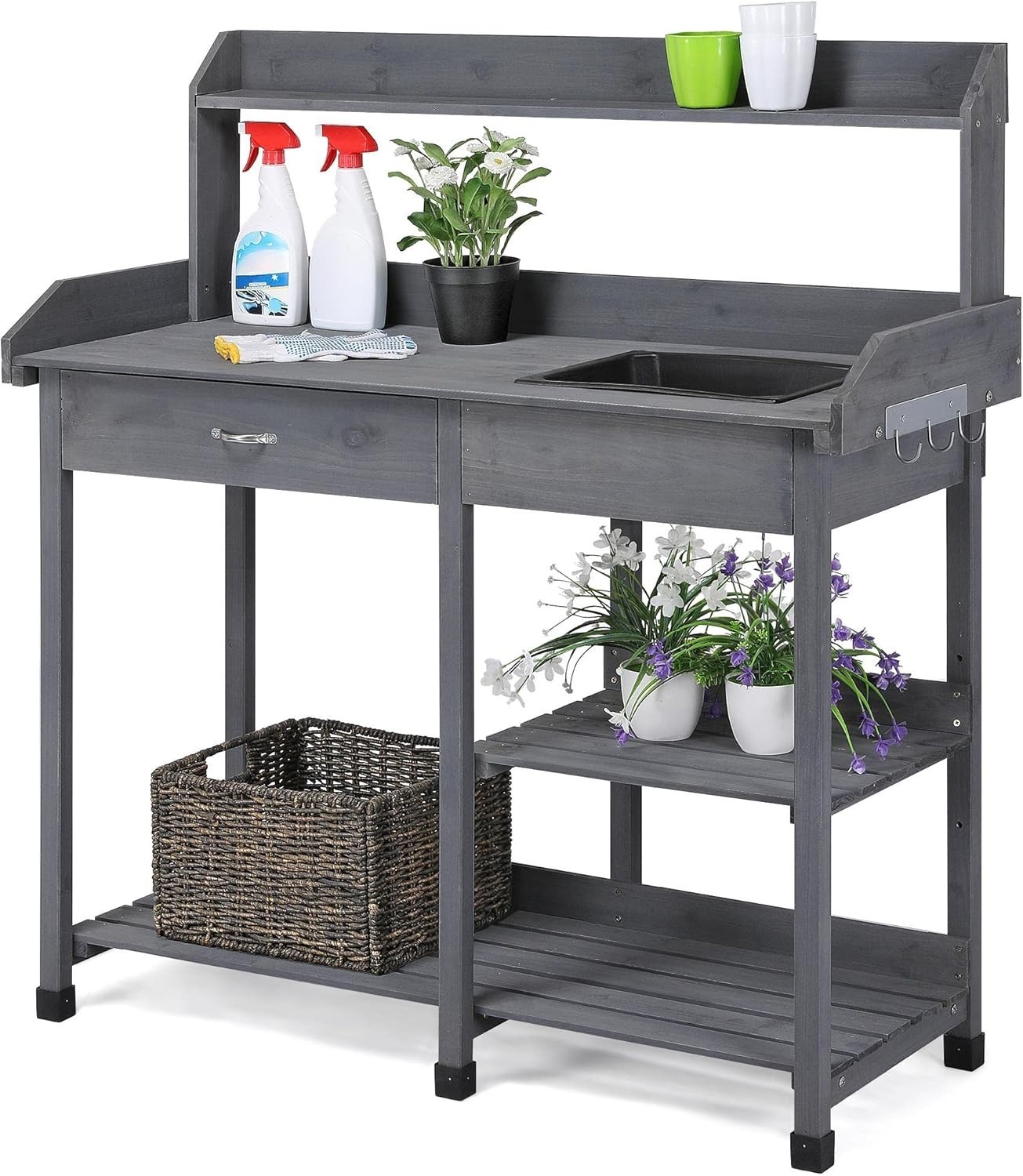 Outdoor Potting Bench Table Potters Benches Garden Workstation for Horticulture