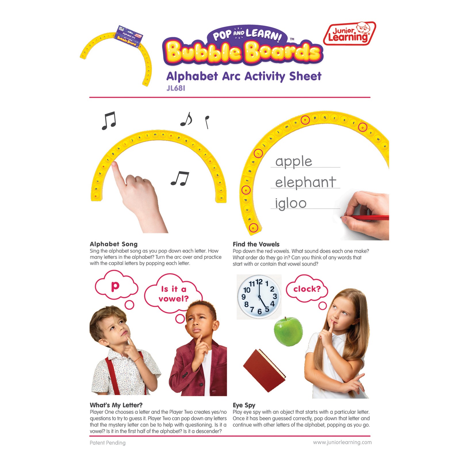 Junior Learning Alphabet Arc Bubble Board, Double-Sided, Ages 4-7