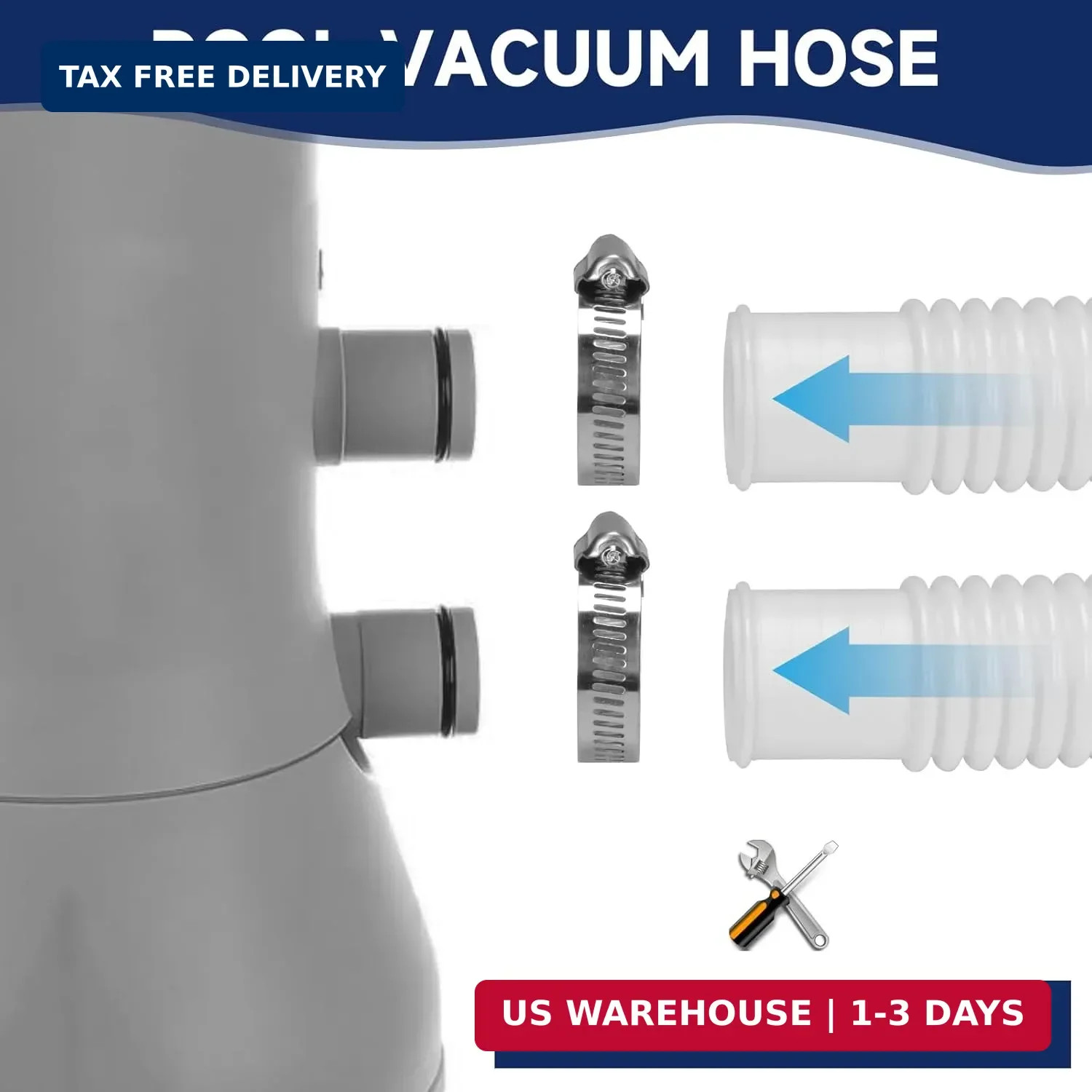 Pool Hoses for Above Ground Pools, 4 Pack 1.25 x 59 Inch Pool Filter Pump Hoses,