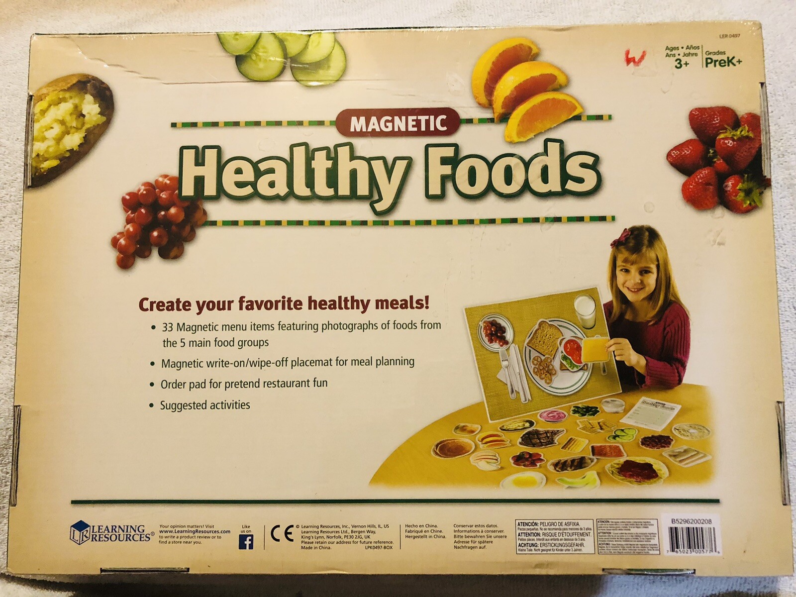 Learning Resources 36-pc Magnetic Healthy Foods Set, Ages 3+ New & Sealed