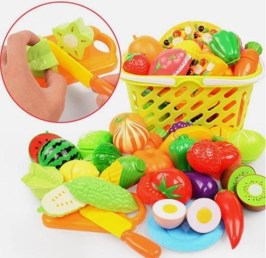 Kids Kitchen Cutting Fruits Vegetables Play Food Toy Set Gift