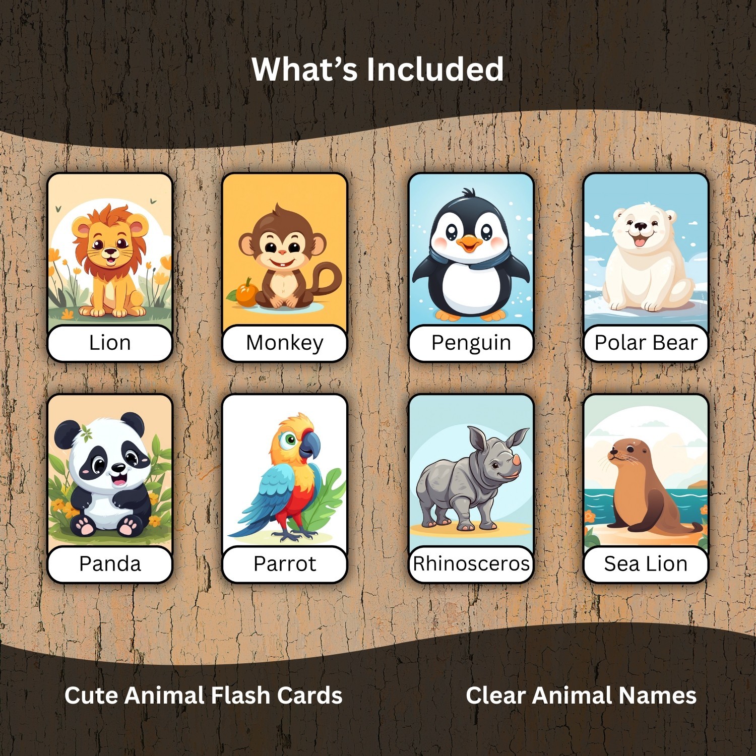 Printable Animal Flash Cards for Kids – Preschool Learning Cards
