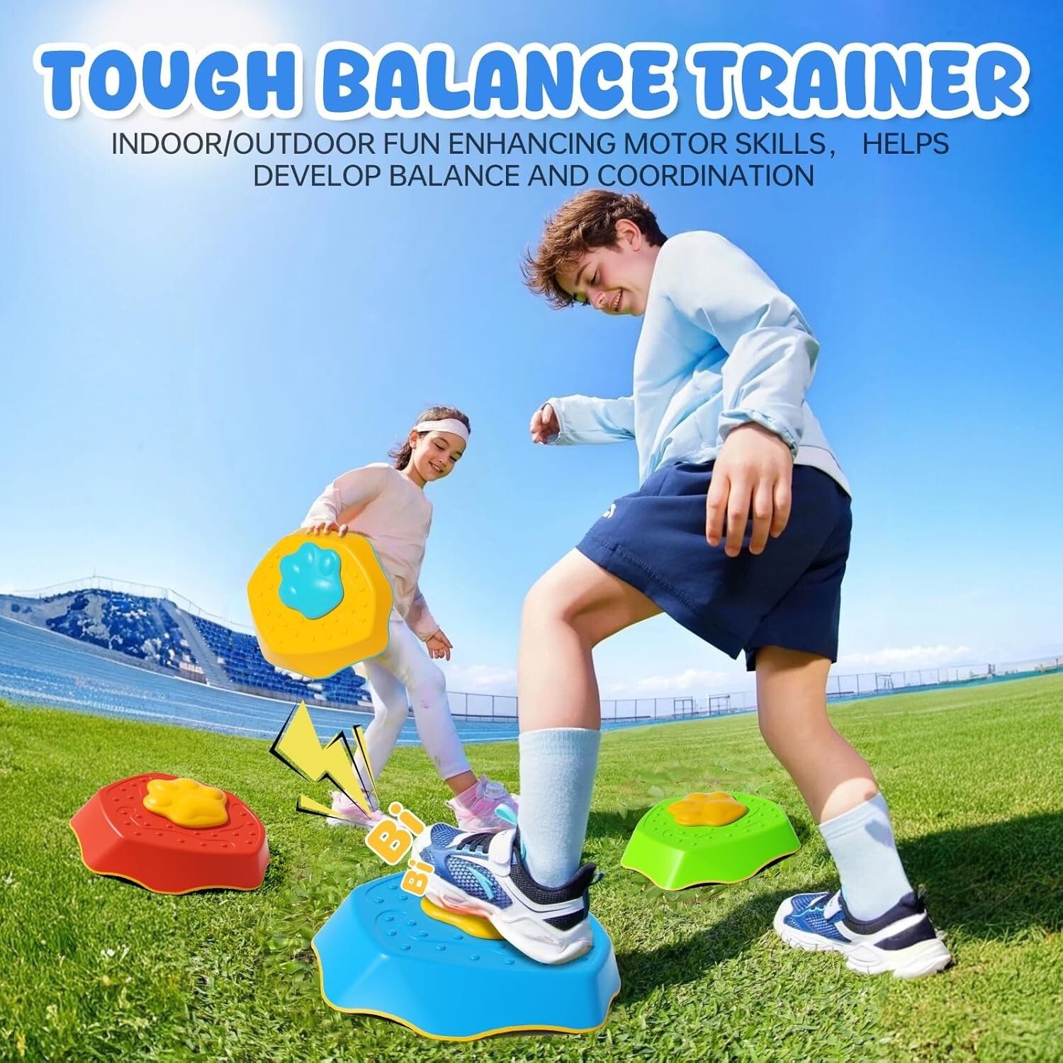 Voiced Stepping Stones for Kids, 5pcs Durable Non-Slip Balance Stones, Promoting