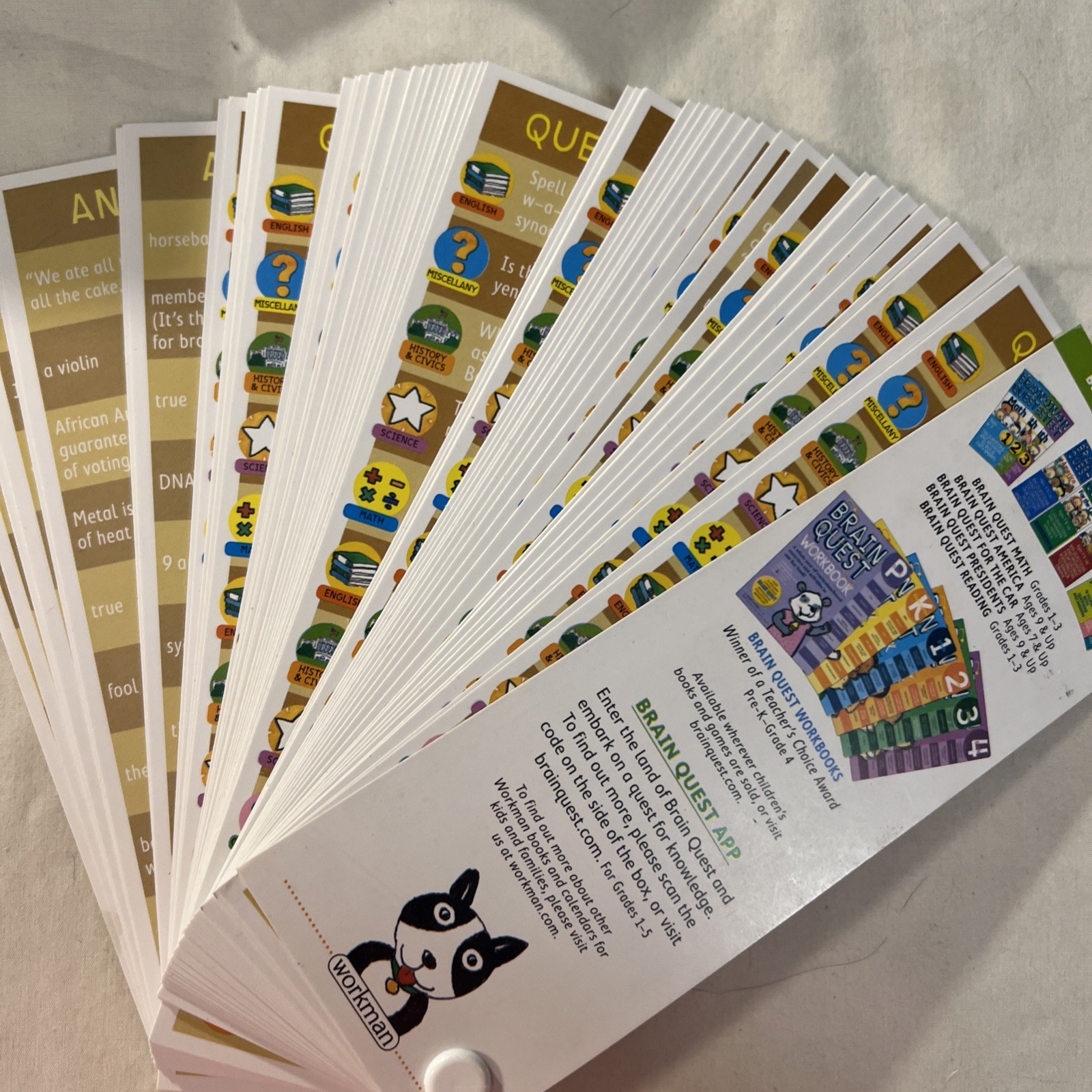 Lot Of 2 Brain Quest Grade 7 Flash Cards Ages 12-13 Decks 1,500 Trivia