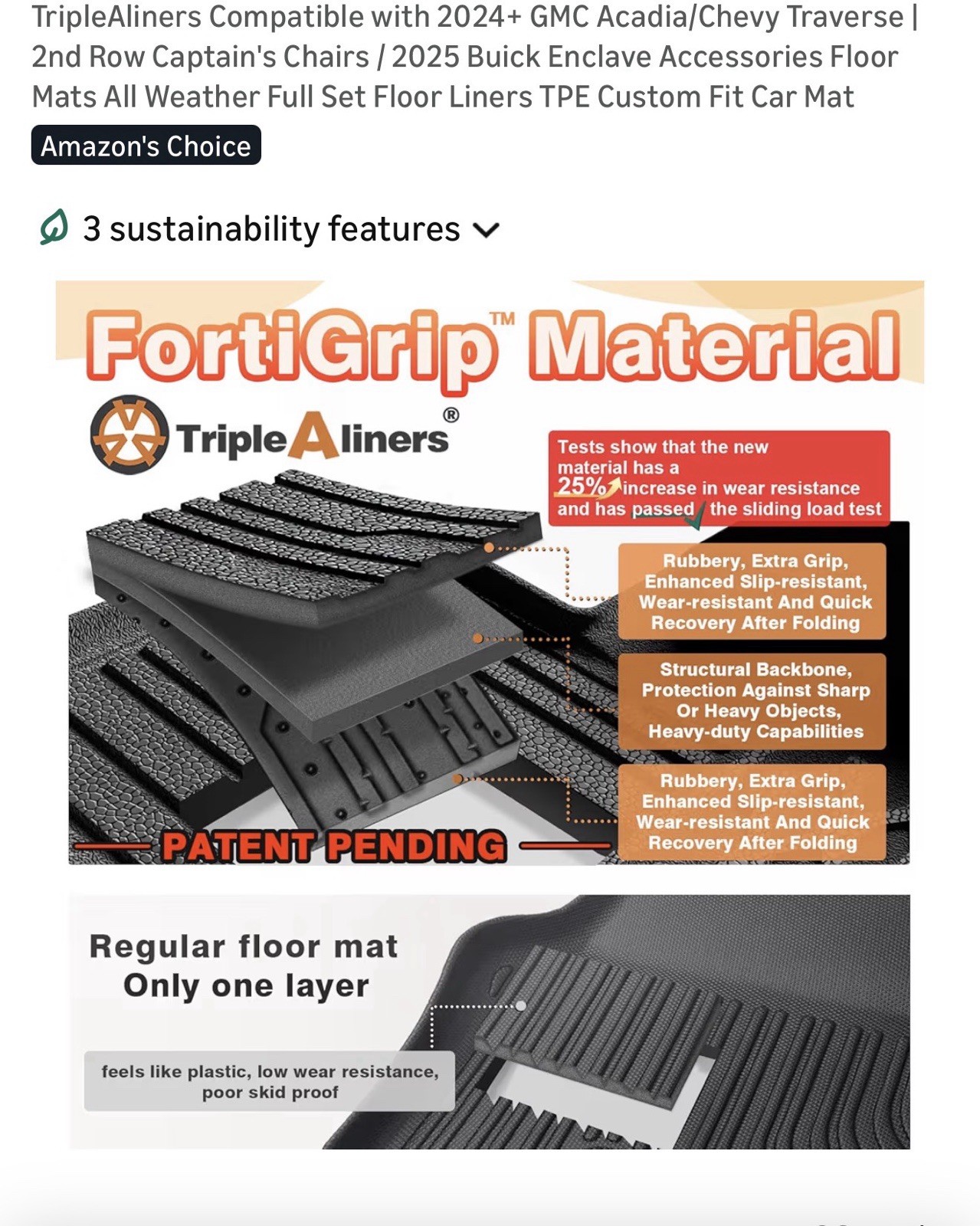 Floor Mats Chevy Traverse 2024-2026 Only 7 Seats GMC Acadia Buick Enclave 25-26