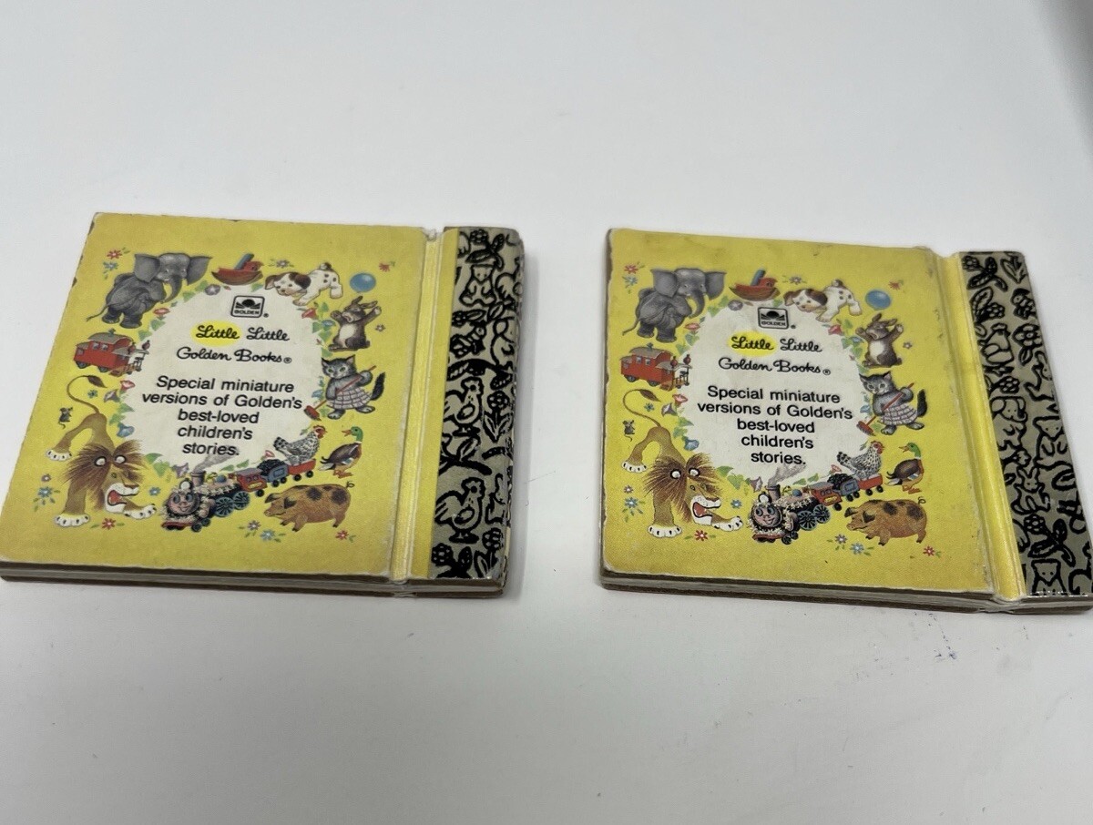 2x LITTLE LITTLE GOLDEN BOOK MINI MINIATURE VINTAGE BOOKS Tootle & Sleepy Book