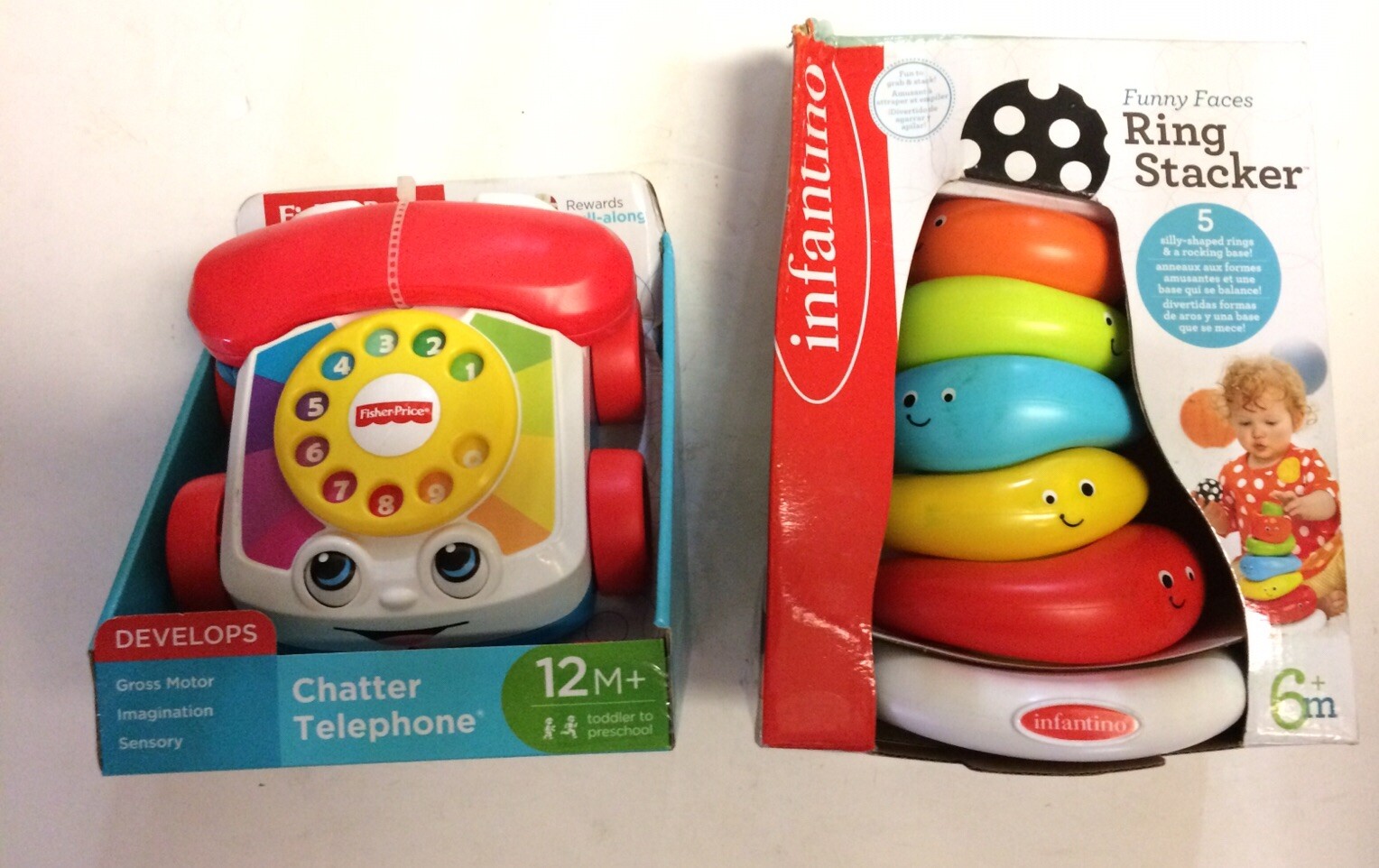 Infantino Funny Faces Ring Stacker & Fisher-Price Chatter Telephone