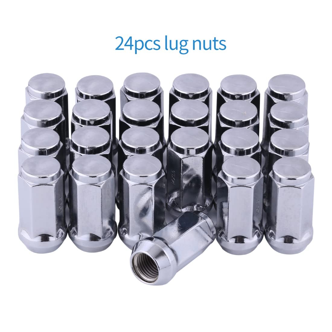 Chrome Acorn Lug Nuts M14x1.5 1.8 Inch Set 24