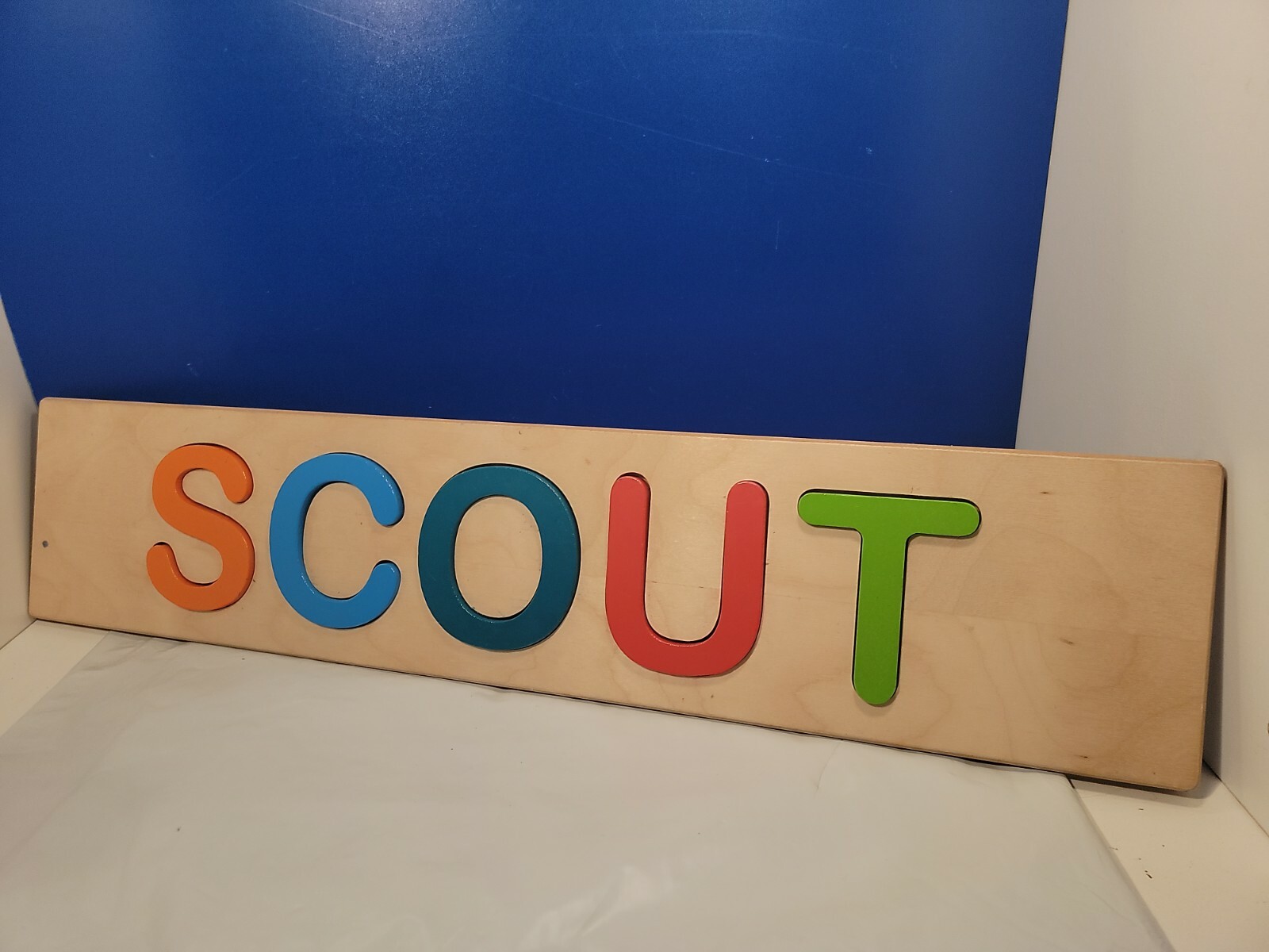 SCOUT Personalized Wooden Child Name Letter Puzzle by FAT BRAIN TOYS