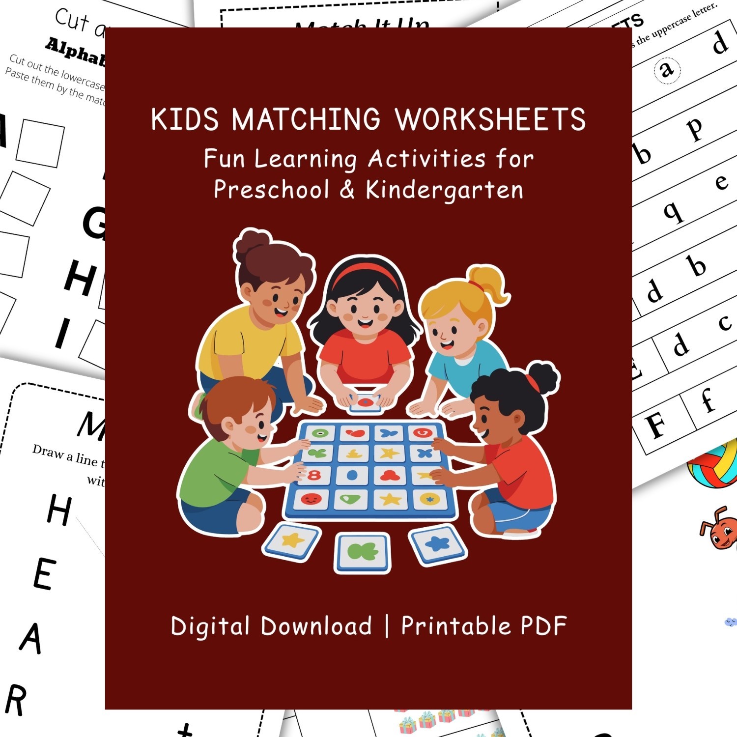 Kids Matching Worksheets | Alphabet, Numbers, Colors & Shadow Match