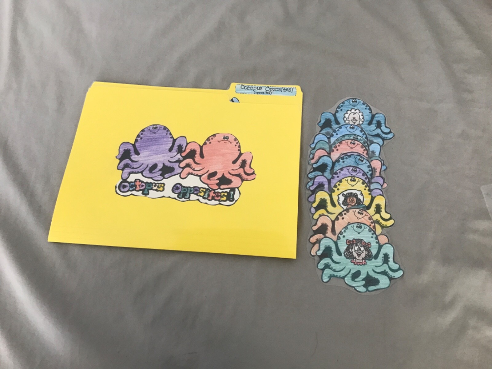 Octopus Opposites! Grade K language arts file folder game teacher resources