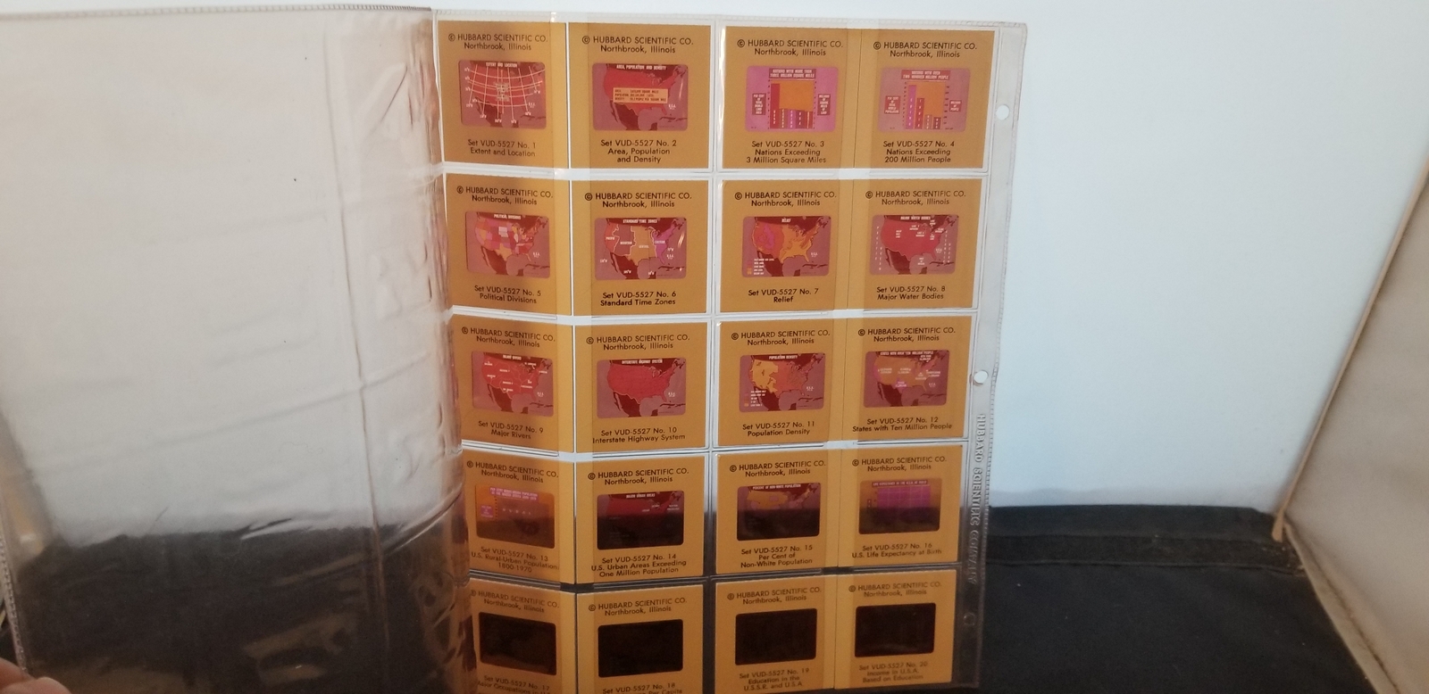 Vintage Hubbard Scientific Co VUD-5527 Set 1-20 Color Slides Census Information
