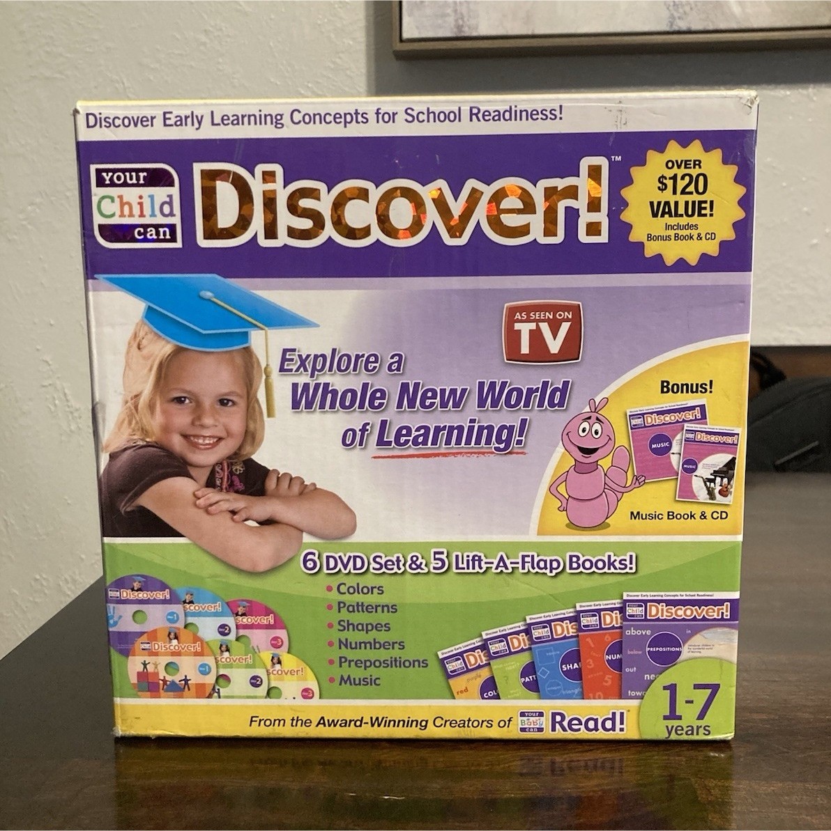 Your Child Can Discover! 6 DVD & 5 Book Set Ages 1-7 Colors Shapes Numbers