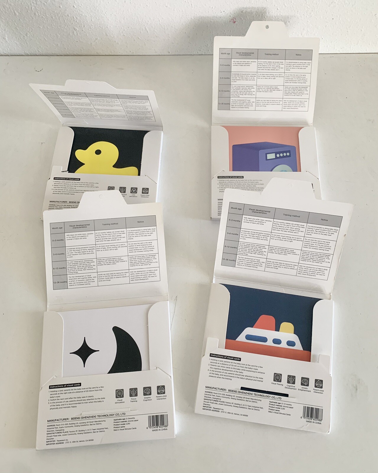 Beiens Visual Stimulus Cards 4 Packs Activity Card for Babies