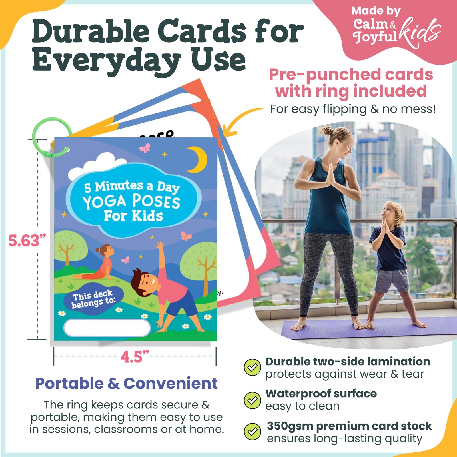 Calm And Joyful Kids Yoga Cards For Kids – Pose Deck For Beginners Exercise