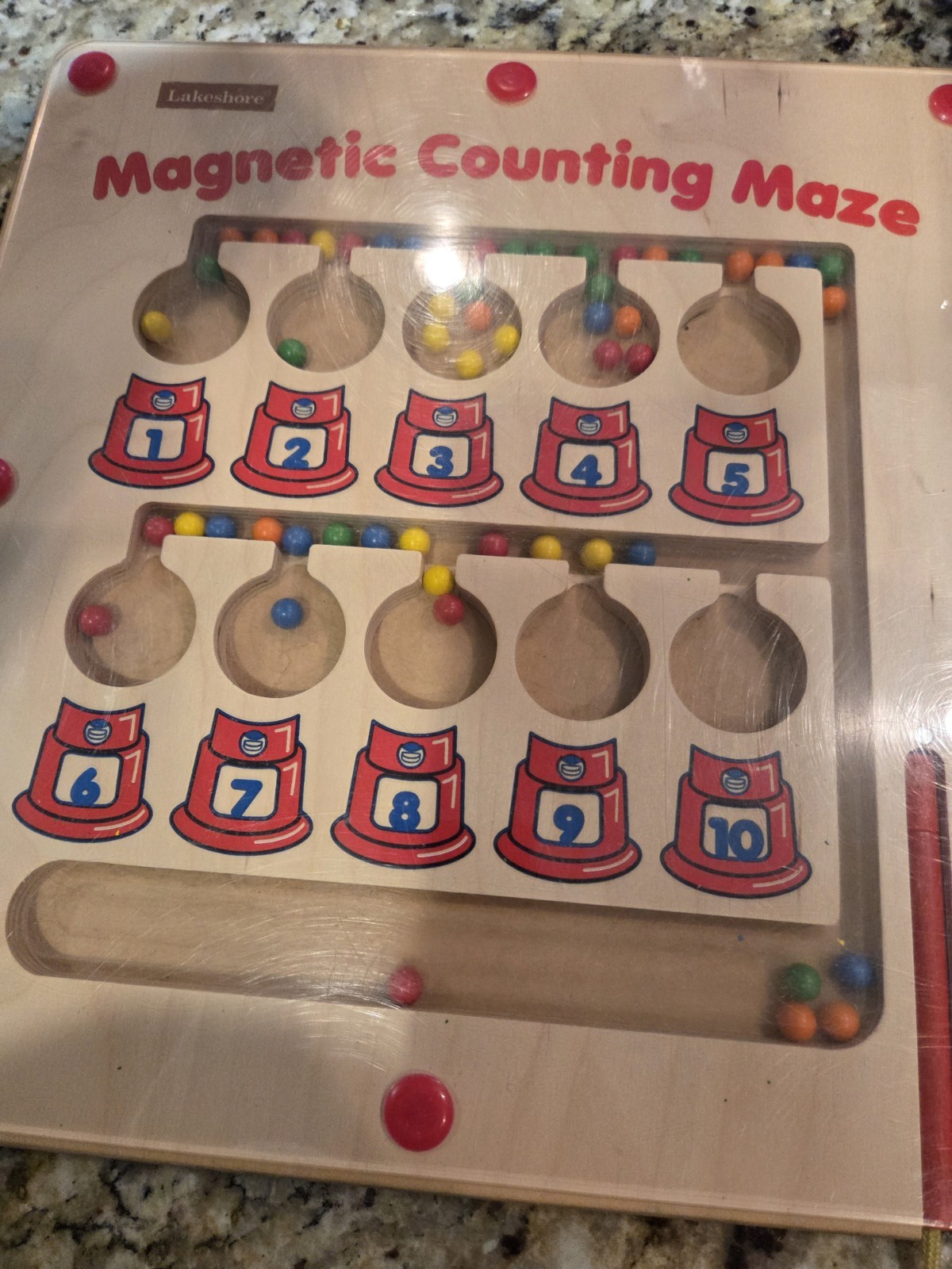Lakeshore Learning Magnetic Counting Maze Wood Gumball Age 3+ Homeschool Game