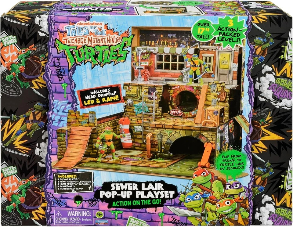 Teenage Mutant Ninja Turtles Sewer Lair Pop Up Playset Action On The Go New Toy