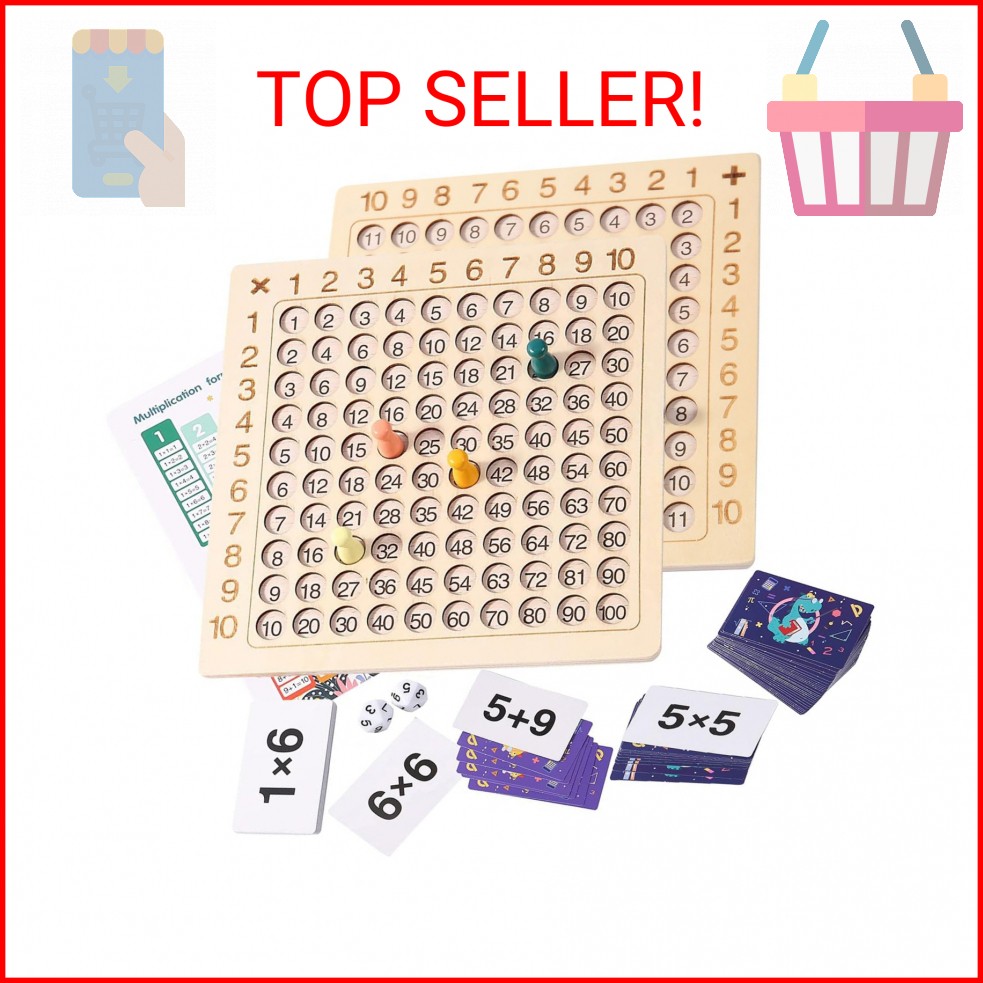 2 in 1 Multiplication Addition Math Board Game for Kids – Wooden Montessori Math