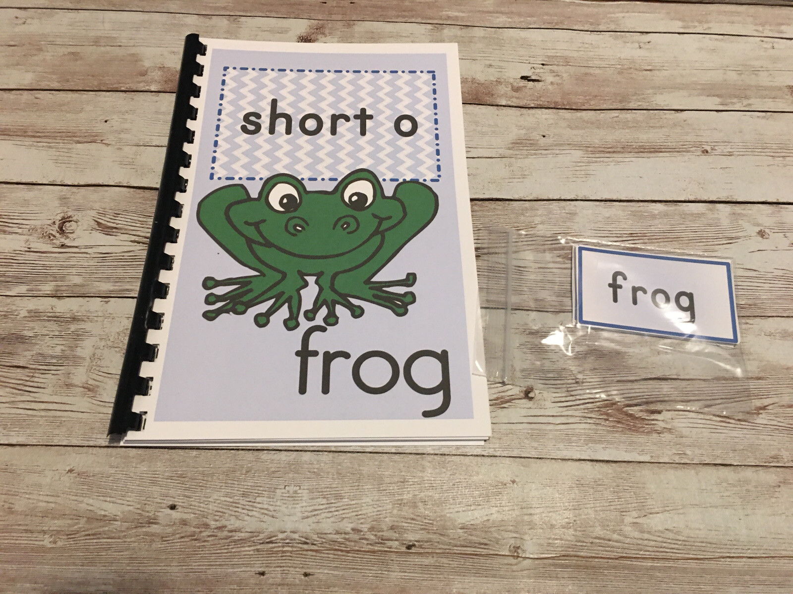 Interactive Learning Books for Children – Short “o” book – w/ 12 Laminated Cards