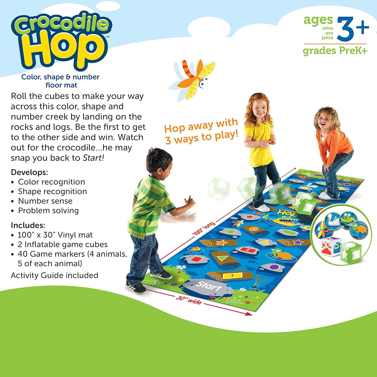 Crocodile Hop Floor Game – Ages 3+ Indoor Games for Toddlers, Gross Motor Skills