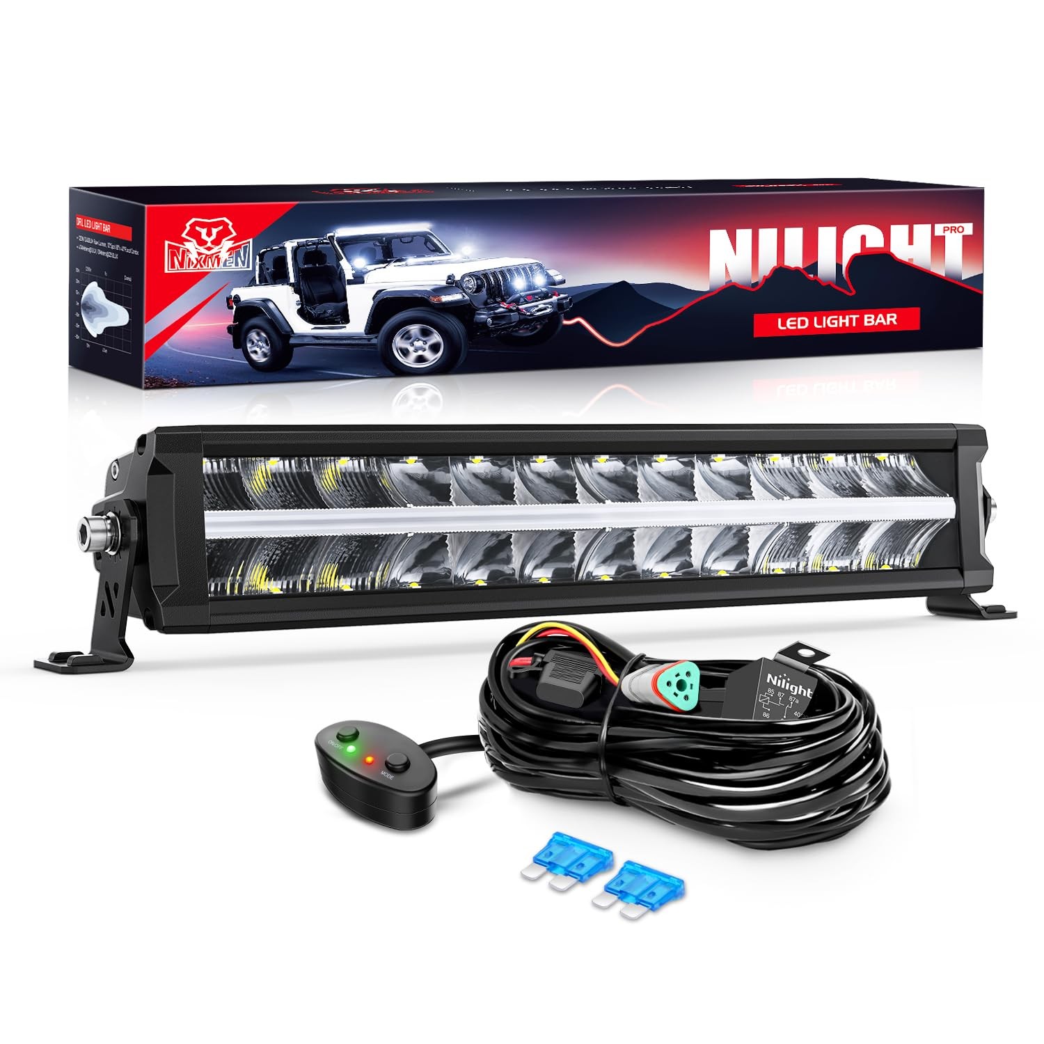 120W 16 Inch LED Light Bar with Wiring Kit Spot Flood Combo for Offroad Use