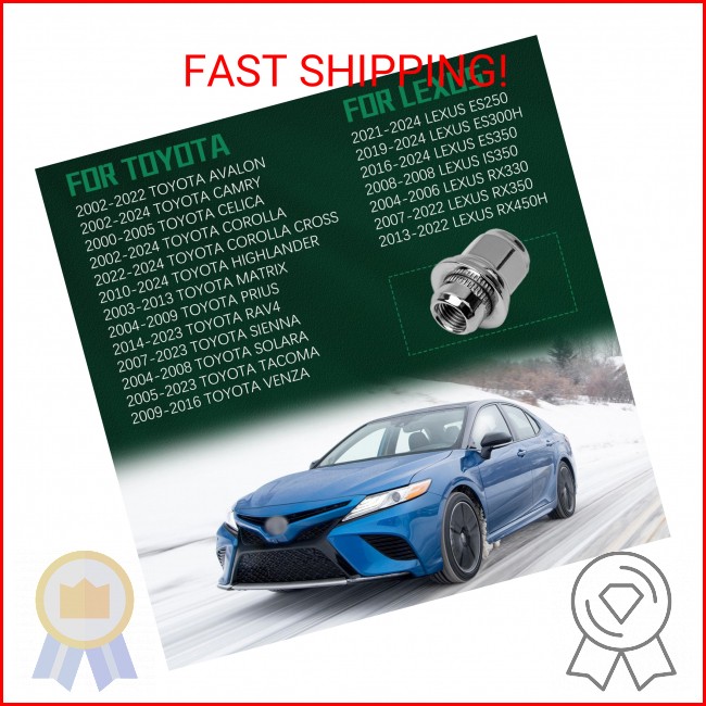 M12x1.5 Lug Nuts,One-Piece Wheel Nuts for Toyota Corolla/Prius/Sienna,Lexus RX35