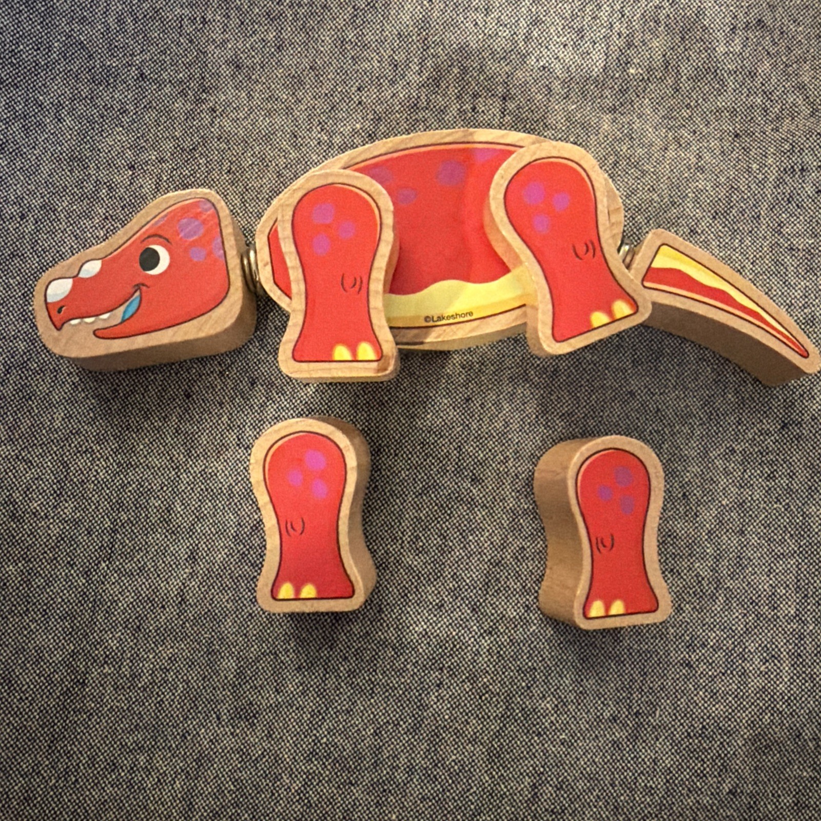 Snap Dinosaur Wooden Toy Set- Mix & Match 37 Pieces — NOT COMPLETE