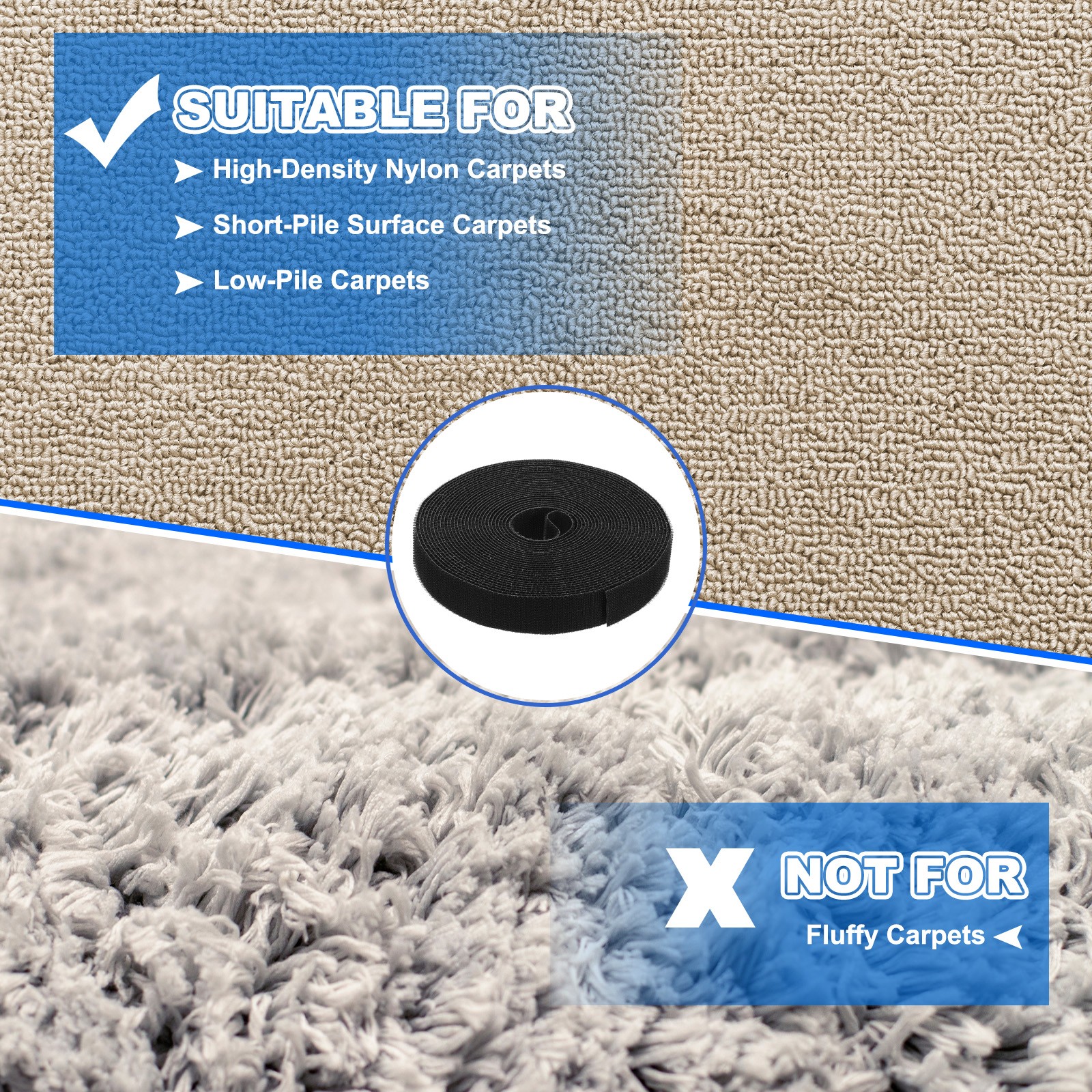 Carpet Marker Strips 1 Inch x 25 Ft, Floor Markers Nylon Strip, Black