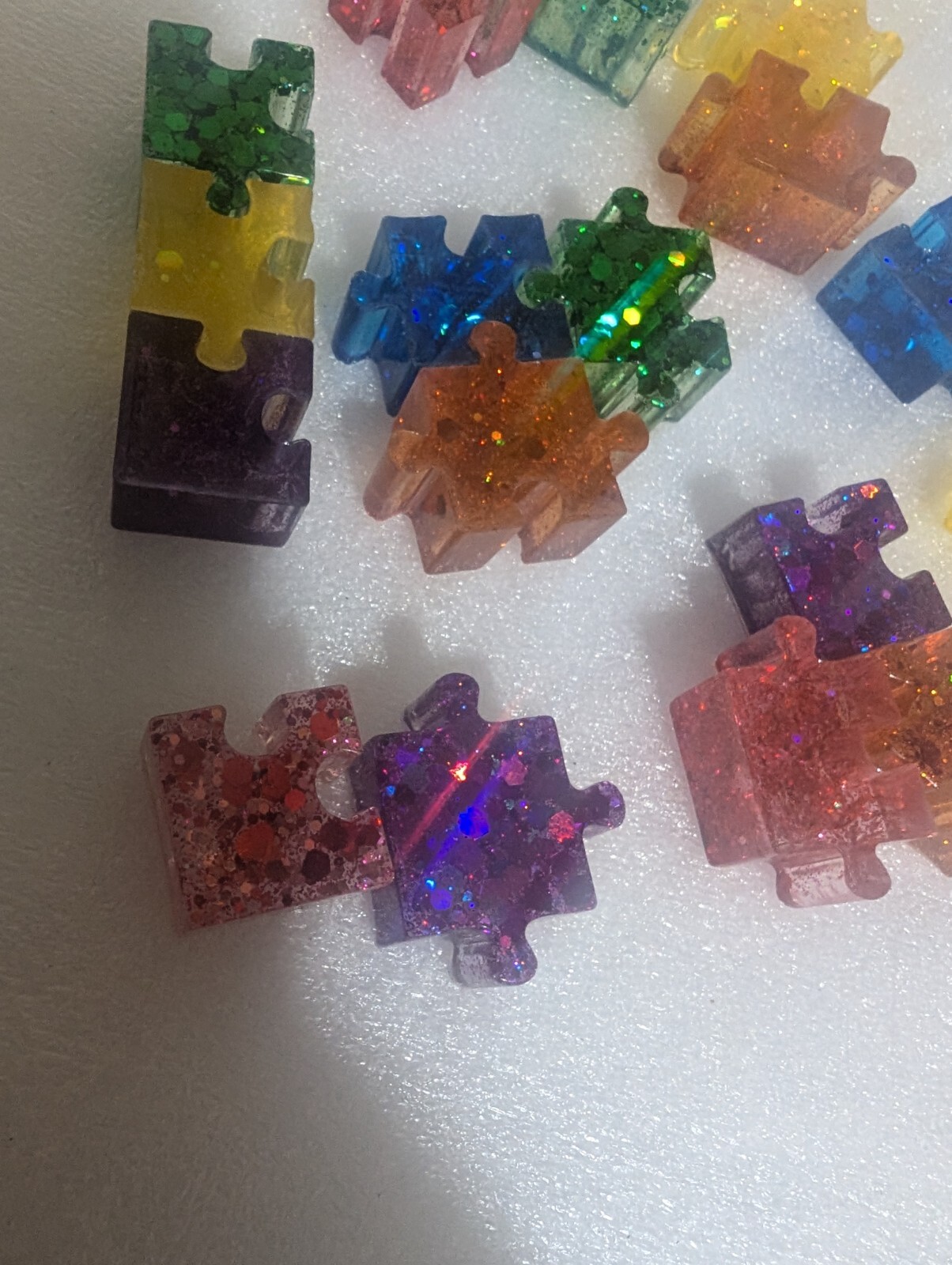 3d Block Sparkle Glitter Jigsaw Pieces Purple Green Resin Acrylic Crystal Puzzle