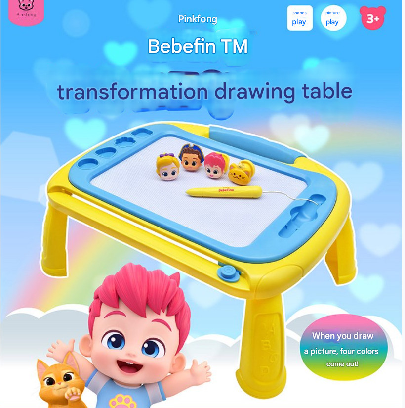 Pinkfong BebeFinn Transform Drawing Table 3 Stages Erasable Stamps Kid Toy
