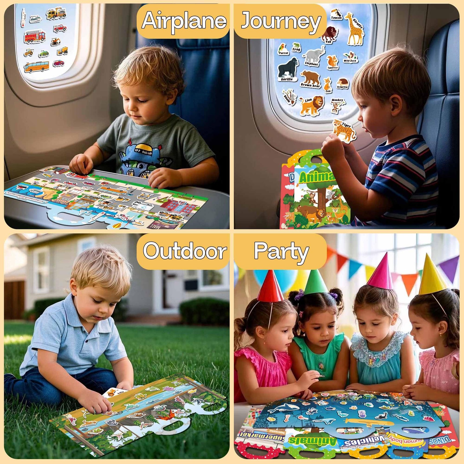 iGetooy 6 Sets Reusable Sticker Book for Toddlers 1-3, Jelly Sticker Books for T