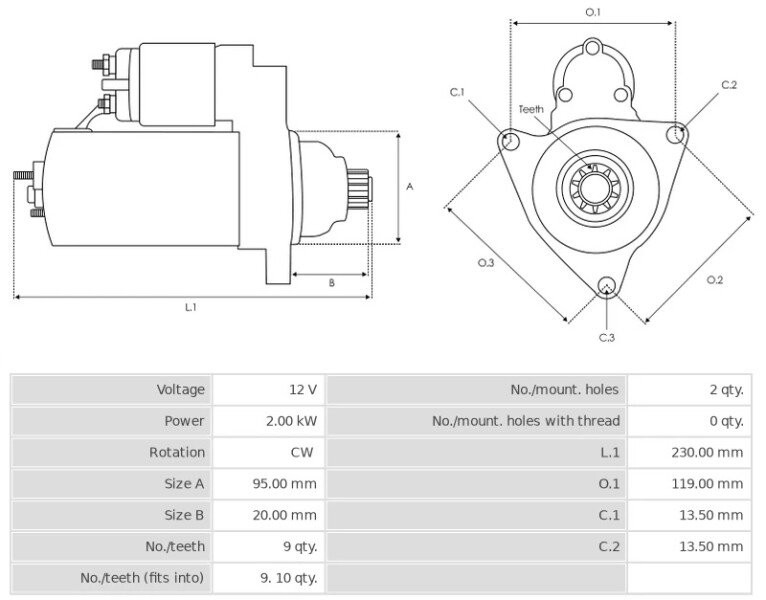 Starter new ISUZU CAMPO 2.2 D JS552