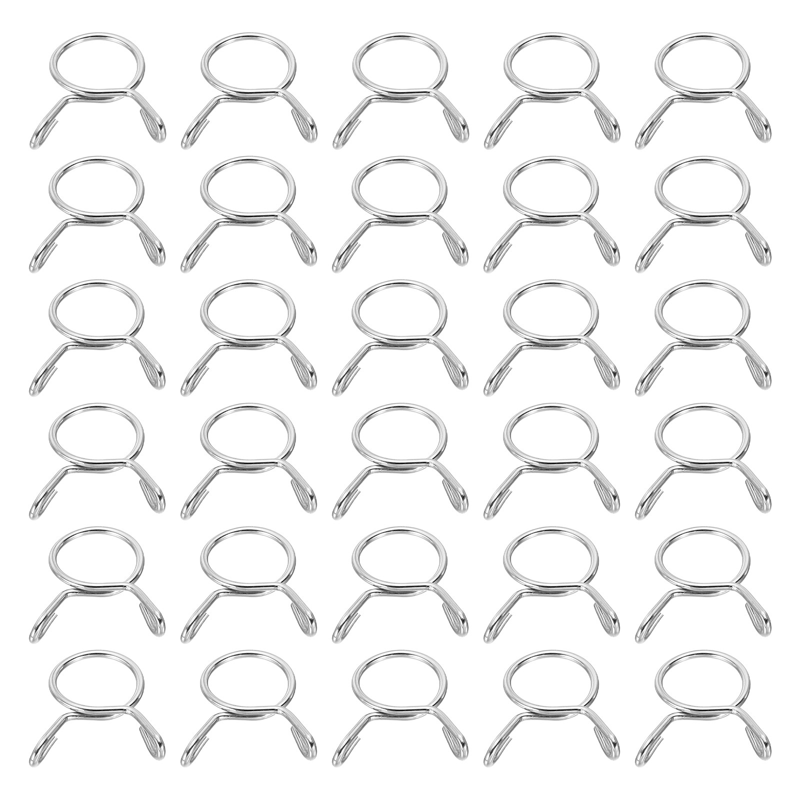 30Pcs 14mm ID 15.7mm OD Fuel Line Hose Clips Spring Clips Clamps Silver