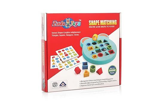 ZUDO Shape Matching, Color Sensory, Geometric Puzzles Learning Toy for Kids