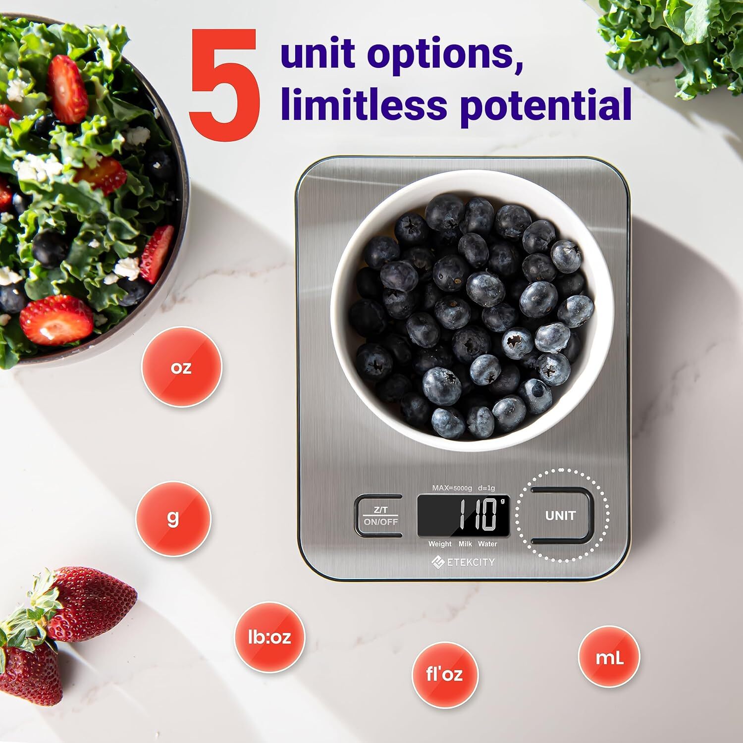 Food Kitchen Scale,Digital Grams and Ounces for Weight Loss,304 Stainless Steel