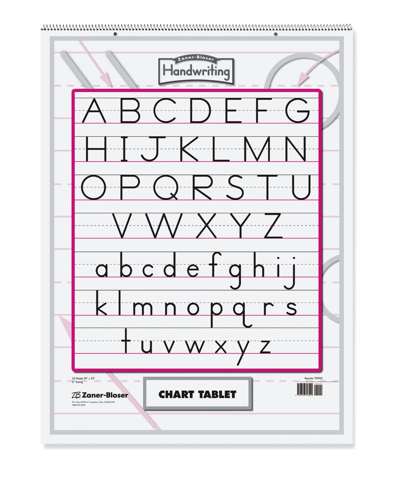 Zaner-Bloser 2-Hole Punched Manuscript Cover Spiralbound Chart Notepad