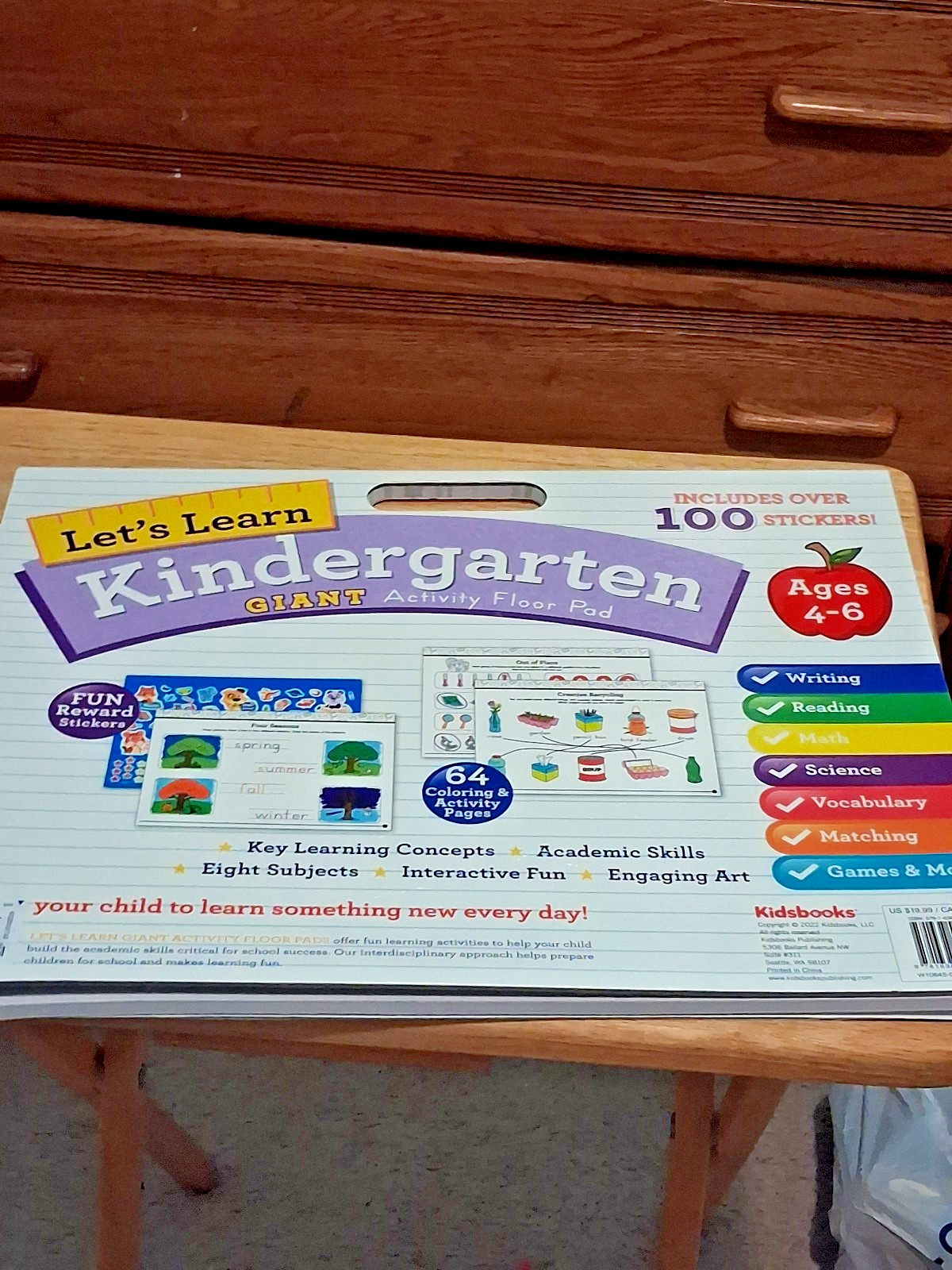Let’s Learn Kindergarten Giant Activity Floor Pad 100+ Stickers Phonics Coloring