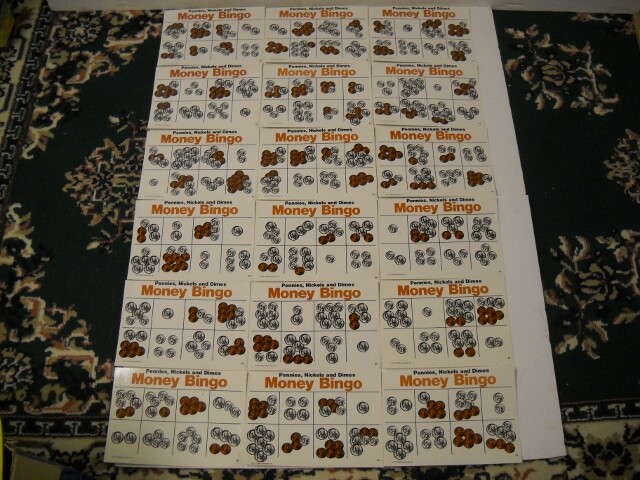 Vintage Trend Pennies, Nickels, & Dimes Money Bingo W/ Laminated Cards 1977