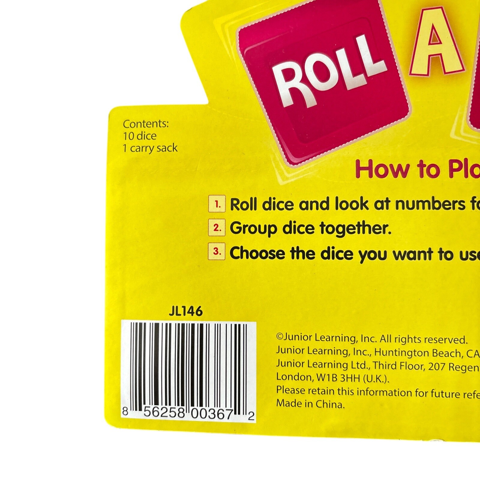 Junior Learning: Roll A Sum Dice Game, Educational Resource, Kids