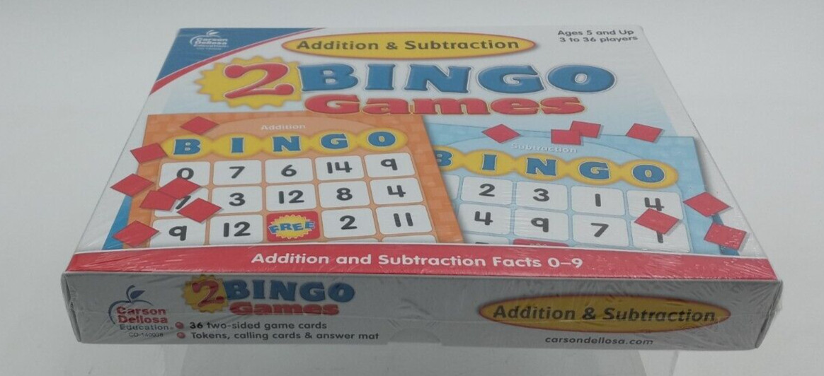 Educational Addition & Subtraction Bingo Board Game, Grade K-2 – 3 to 36 Players