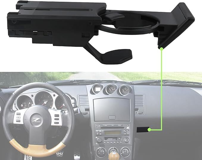 Dash Dashboard Cup Holder Assembly Black Compatible with 2003-2005 Nissan 350Z