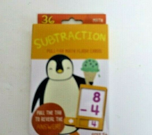 Flash Cards set of 4 Telling Time Money Subtraction & Addition Age 5+ w/ Sticker