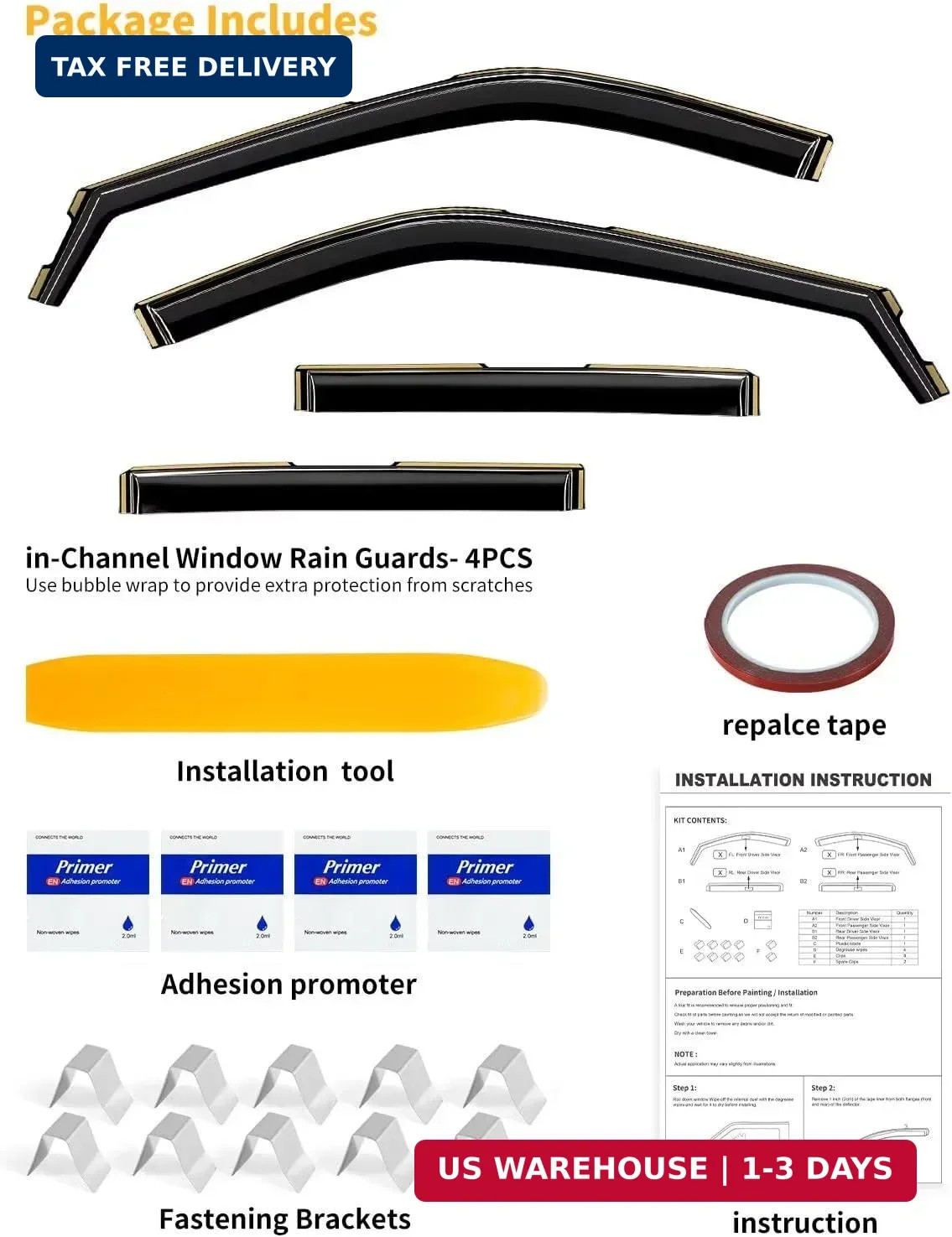 in-Channel Window Rain Guards Fit for Ford Explorer 2020 2021 2022 2023 2024 202